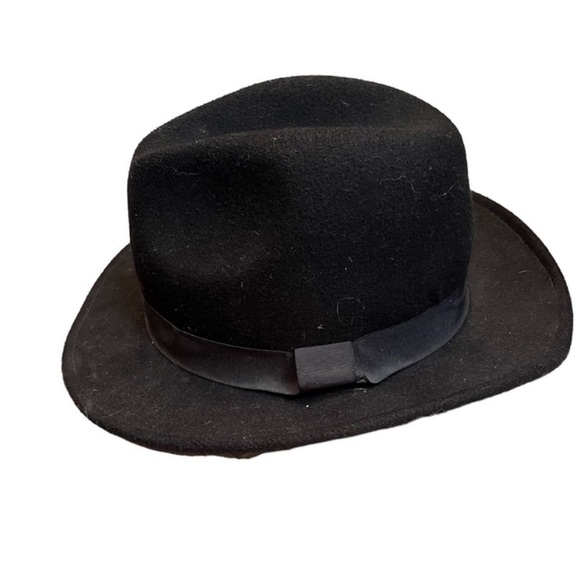 ♥️FEDORA H&M Women's Black Hat OS Rancher Western Cowgirl Felt Like Poly Panama - Picture 2 of 11